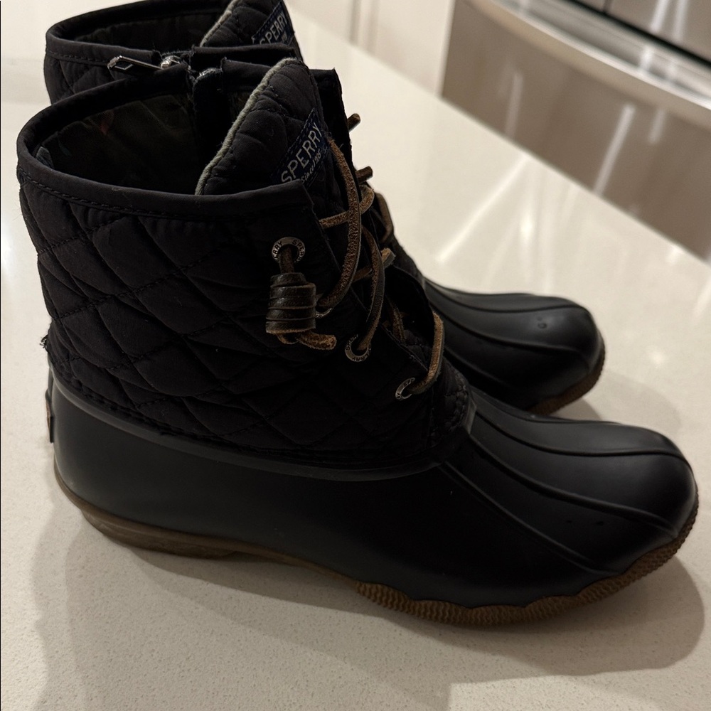 Sperry Women's Quilted Black Rain Boots